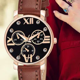 Gopal Shopcart Unisex Dial & Textured Straps Analogue Watch C36RG MINABLK BRO Leather-image-77