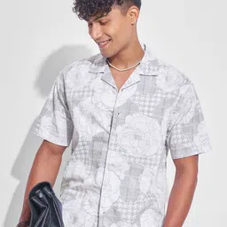 HIGHLANDER Men Relaxed Fit Floral Printed Cuban Collar Casual Shirt-picture-31