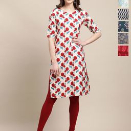 7Threads Selection Of 6 Floral Printed Round Neck Straight Kurtas-image-37