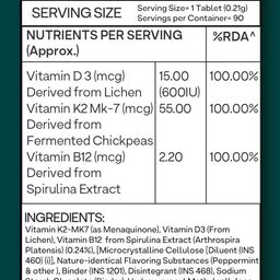 OZiva Vitamin D3+K2+B12 Tablets - 90 Tablets image 4