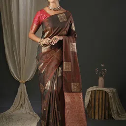 Anouk Geometric Zari Woven Banarasi Saree-image-29