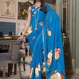 MADHAVPRIYA Floral Pure Georgette Tussar Saree-picture-58