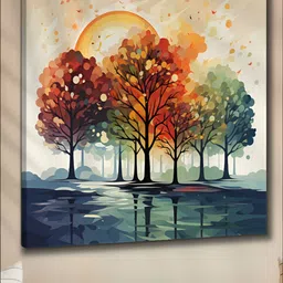 Livin'luxe Cream & Green Sun Rising Canvas Wall Art-image-98