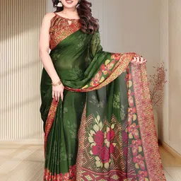 MAGNEITTA Floral Printed Pure Chiffon Saree-image-98