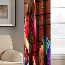 Aura Red & Brown Couple Printed Light Blocking Window Curtain-28