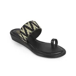 Tresmode Women Textured Leather Wedge Sandals-46