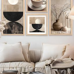 Kotart Black & White 4 Pieces Abstract Printed Wooden Portrait Wall Arts-picture-7