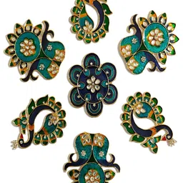 Kala Samarpan Blue & Green Metal Rangoli With Centerpiece-image-58