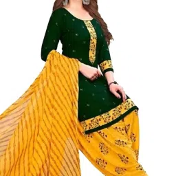 Unstitched Crepe Salwar Suit Material Solid, Floral Print, Printed, Geometric Print-image-60