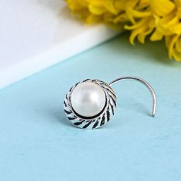 TOUCH925 Pearls Oxidised Stud Nosepin-image-8