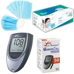 DR Morepen Glucometer with 50test strips and FREE ATOMshield 3ply surgical mask| Glucometer-25