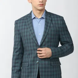 Men Checkered Single Breasted Formal Blazer-image-81