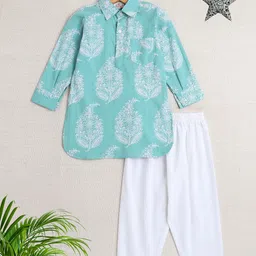 The Magic Wand Boys Printed Regular Pure Cotton Kurta with Pyjamas-46