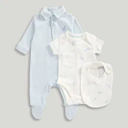 Mothercare Boys 3-Piece Pure Cotton Sloth And Bodysuit And Bib-image-9