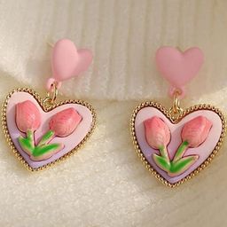 Tipsy closet Heart Shaped Drop Earrings-image-69