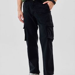 Snitch Men Black Mid-Rise Baggy Cargo Pants-picture-22