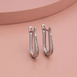 Kushal's Fashion Jewellery Rhodium-Plated Spherical Zircon Studded Hoop Earrings-35