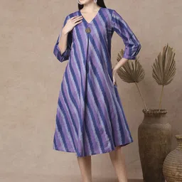 FASHOR Print Puff Sleeve A-Line Midi Dress-image-64