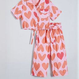 Hopscotch Girls Pink Printed Shirt With Trousers-picture-23