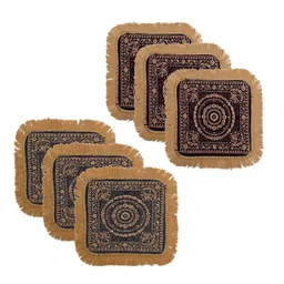 Kuber Industries Purple & Grey 6 Pieces Floral Printed Velvet Pooja Mats-image-82