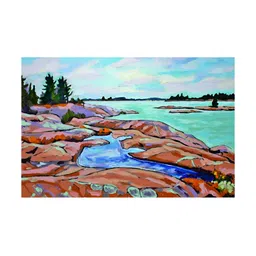 Inephos Blue And Brown Printed Canvas Wall Art-image-46