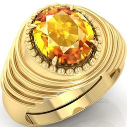 todani jems 10.25 Ratti Pukhraj Stone Original Certified Yellow Sapphire Gemstone Gold Plated | Adjustable Ring-picture-20