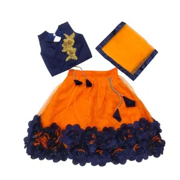 satyamfab Girls Embroidered Patchwork Ready to Wear Lehenga & Blouse With Dupatta-image-101