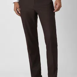 Van Heusen Men Checked Self Design Slim Fit Mid-Rise Formal Trousers-picture-10