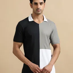 ECOLINE Clothing Men Antimicrobial Colourblocked Polo Collar T-shirt-image-71