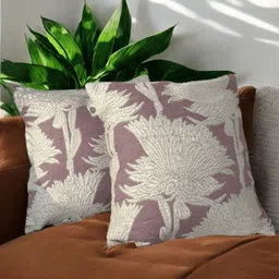 LUSHLYF Pink & Beige Set of 2 Quirky Square Cushion Covers-0