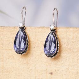 Bamboo Tree Jewels Crystals Studded Teardrop Shaped Drop Earrings-image-84