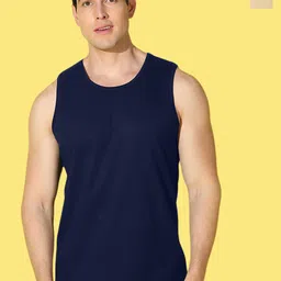 WOOSTRO Pack Of 2 Pure Combed Cotton Gym VestsVWS26(RUN RUST)(PLAIN NAVY)-23