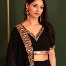 FABPIXEL Embellished Sequinned Semi-Stitched Lehenga & Unstitched Blouse With Dupatta image 2