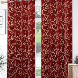 Aura Maroon & Gold-Toned Set of 2 Door Curtain-image-67