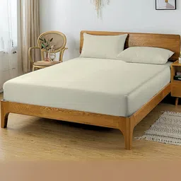 HIDECOR Cream-Coloured 210 TC King Bedsheet with 2 Pillow Covers-picture-36
