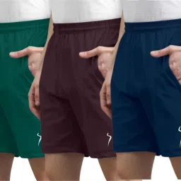 Pack of 3 Solid Men Multicolor Sports Shorts-image-30