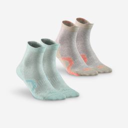 Kids’ Tall Hiking Socks 2 Pairs Crossocks Mint Beige-image-41