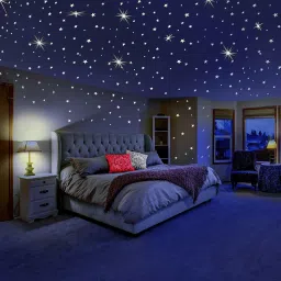 18 cm Glow in the Dark Galaxy of Stars with Moon Radium Night Glow wall stickers Perfect For Kids Bedding Room or Birthday Toys Gift ,Beautiful Wall Decals ,Bright and Realistic (280 Stars and Moon) Glow in the Dark Sticker-67
