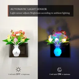 inspirecloud auto ON/Off Sensor Mushroom Shape LED- Multicolor Light Illuminated and Flowers Night Lamp image 2