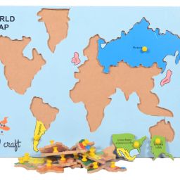 Wooden World MAP Puzzle with KNOB Wall Size Jigsaw Puzzle 23 Pieces for Boys, Girls Kids 4 Age Year and Above Best Wooden Toy for Your Lover Ones WOODNE India MAP WOODEM MAP-21