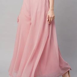 Women Regular Fit Pink Georgette Trousers-image-70
