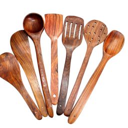 Handmade Woode Non-Stick Serving and Cooking Spoon Kitchen Tools Utensil, Set Wooden Olive Spoon, Serving Spoon, Table Spoon, Dessert Spoon, Cream Spoon, Soup Spoon, Sugar Spoon Set-15