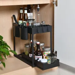 Containers Kitchen Rack Under Sink Organizers and Storage, 2 Tiers Sliding Under Kitchen Sink Organizers Plastic-image-40