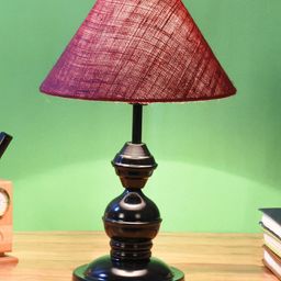 foziq Black & Pink Solid Table Lamp-48