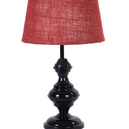 foziq Black & Maroon Textured Cylinder Shape Table Lamps With Shade image 3