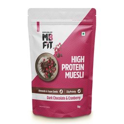 MuscleBlaze High Protein Muesli,  1 kg  Dark Chocolate & Cranberry -image-9
