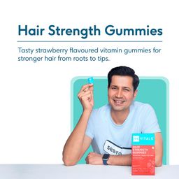 HealthKart HK Vitals Hair Strength Biotin Gummies,  60 gummies  Strawberry  image 1