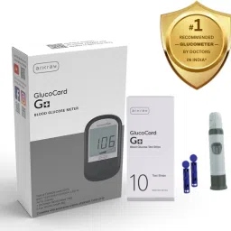GlucoCard G+ Glucometer – 10 Test Strips, Auto Coding, Safe Strip Eject Button Glucometer-15