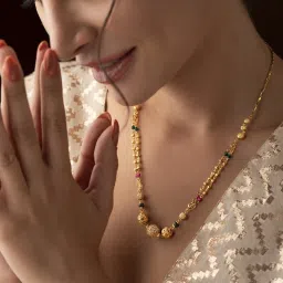 Rubans 22k Gold-Plated AD Studded Necklace Gold-plated Plated Alloy Chain-image-77
