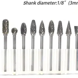 10pcs Double Cut Solid Carbide Rotary Burrs 3mm Shank Fits Die Grinder Drill f Die Grinder Drill for Woodworking,drilling Metal Carving Engraving Polishing-16
